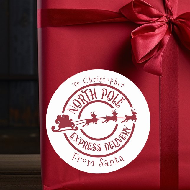 Sticker Rond Pôle Nord De Père Noël Poteau Express (Créateur téléchargé)