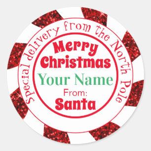 Sticker Rond Pôle Nord Livraison Spéciale de Noël Rond Classiqu
