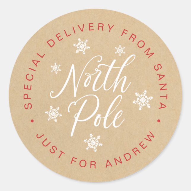 Sticker Rond Pôle Nord Livraison spéciale Kraft Brown Personnal (Devant)