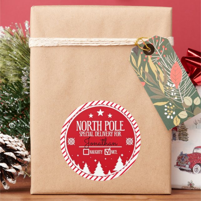 Sticker Rond Pôle Nord Livraison spéciale Noël Grand (vacances)