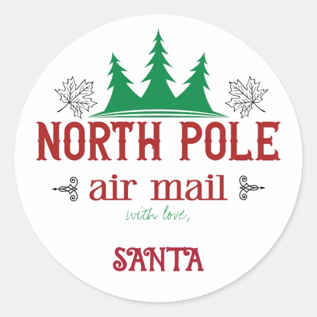 Sticker Rond Pôle Nord mail, avec amour Père Noël (Devant)