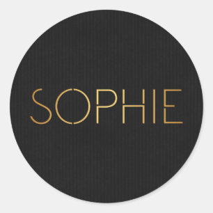 Sticker Rond Police à crayon personnalisé Sophie Or Noir