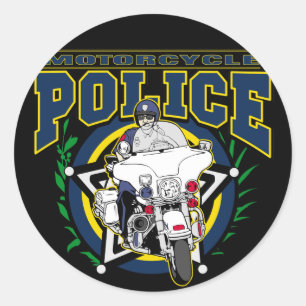 Sticker Rond Police à moto