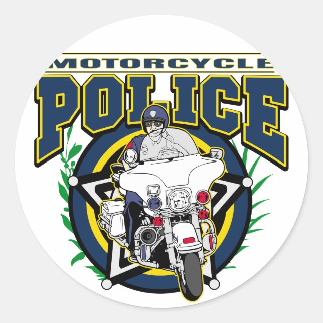 Sticker Rond Police à moto (Devant)