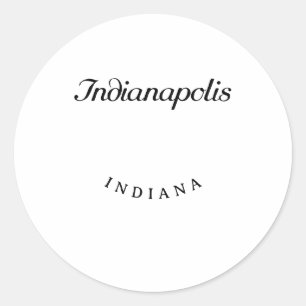 Sticker Rond Police d'écriture noire d'Indianapolis Indiana