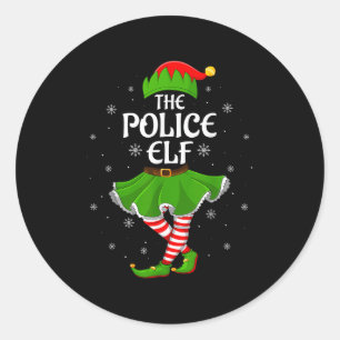 Sticker Rond Police Elf Noël Famille Filles Femmes Elf Squad