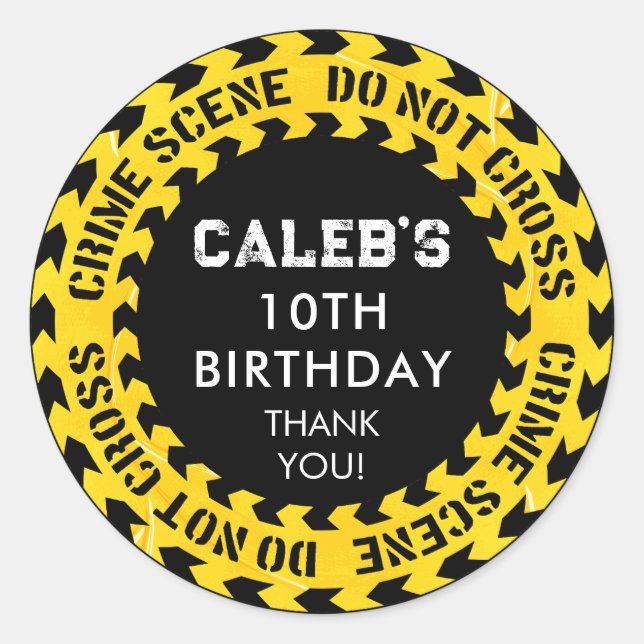 Sticker Rond Police fête d'anniversaire Scène de crime Ne pas t (Devant)