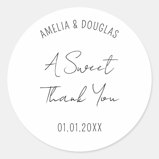 Sticker Rond Police manuscrite moderne A Sweet Merci Mariage (Devant)