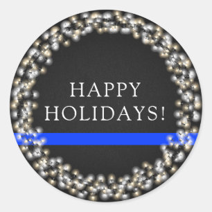 Sticker Rond Police mince de guirlande de lumières de Noël de