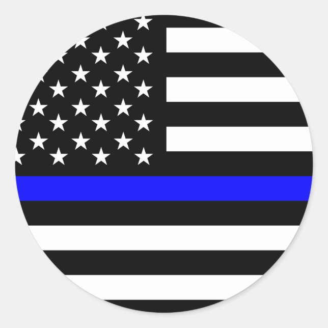 Sticker Rond police mince ligne bleue drapeau usa etats-unis am (Devant)