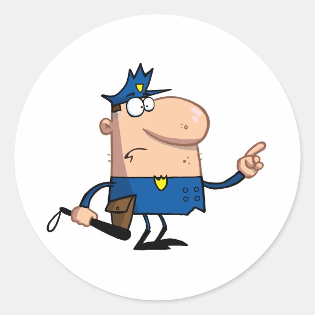 Sticker Rond Police Officier Gestons Avec Doigt (Devant)