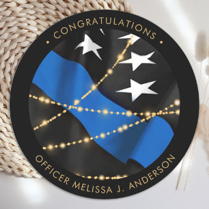 Sticker Rond Police Officier Parti de Graduation Ligne Bleue Mi