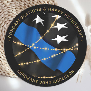 Sticker Rond Police Officier Parti de retraite Mince Ligne bleu