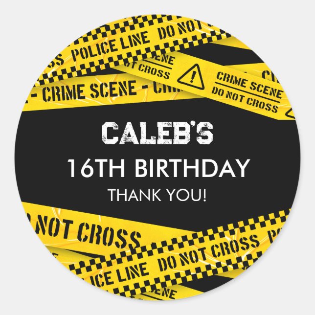 Sticker Rond Police Party avec Jaune Ne pas croiser les bandes (Devant)