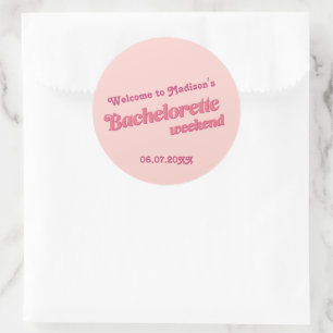 Sticker Rond Police Rétro rose Bachelorette Favoriser les Étiqu