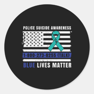 Sticker Rond Police Sensibilisation au suicide Bleu Vit la loi