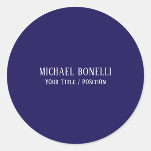 Sticker Rond Police Serif Élégant Couleur Bleu Classique Minima