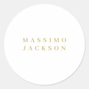 Sticker Rond Police Serif Minimaliste de Couleur Or