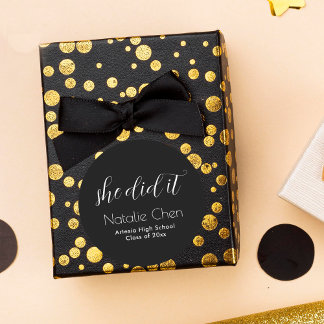 Sticker Rond Polices élégantes et noires modernes Graduation