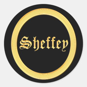Sticker Rond Polices Sheffey - Monogramme noir et or