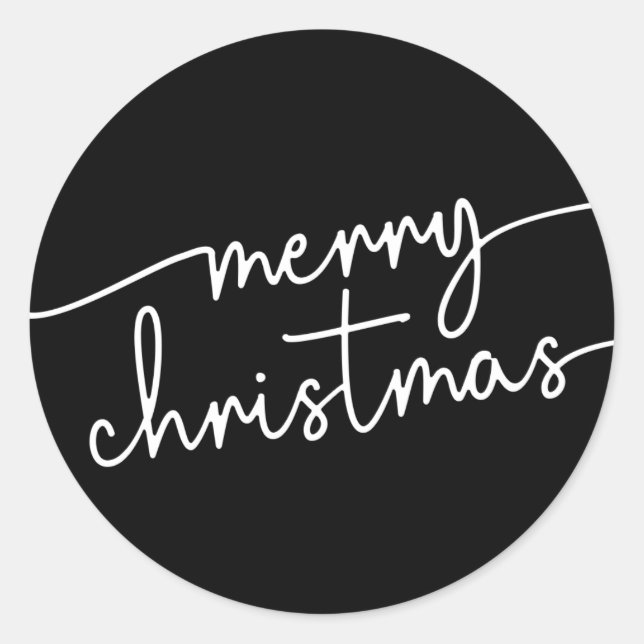 Sticker Rond Polished Elegance: Fancy Script Merry Christmas (Devant)