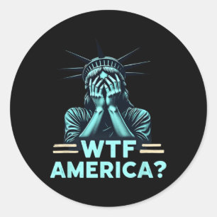 Sticker Rond Politique Et Démocratie Anti-Trump Wtf America 2