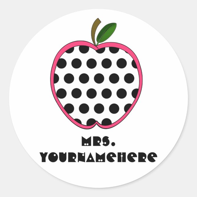 Sticker Rond Polka Dot Apple enseignant (Devant)
