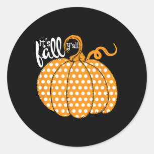 Sticker Rond Polka Dot Citrouille Bonne Chute - Sa Chute Yall S