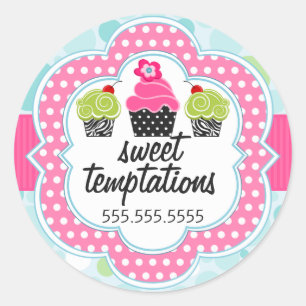 Sticker Rond Polka Dot Crazy Cupcake Boulangerie Couvercles