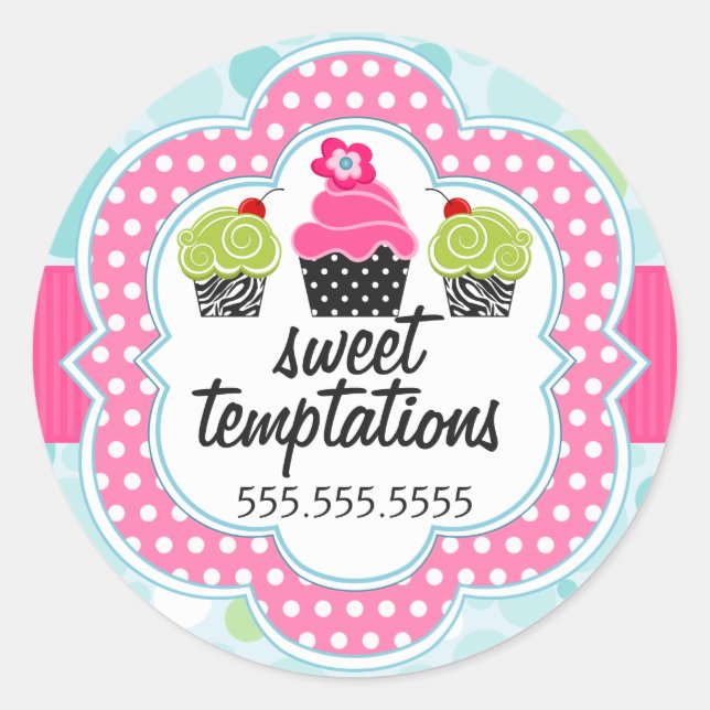 Sticker Rond Polka Dot Crazy Cupcake Boulangerie Couvercles (Devant)