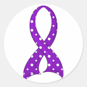 Sticker Rond Polka Dot Purple Ruban Cancer Pancréatique