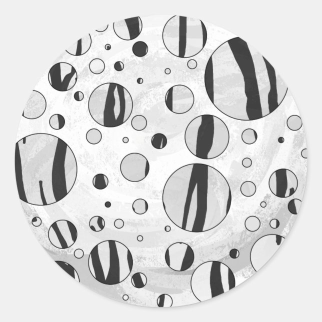 Sticker Rond Polka Dot Tiger noir et blanc (Devant)
