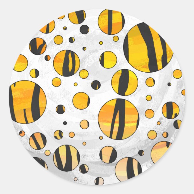 Sticker Rond Polka Dot Tiger noir et orange (Devant)