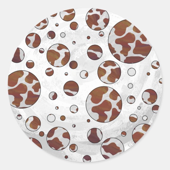 Sticker Rond Polka Dot Vache Brown et blanche (Devant)