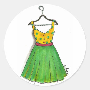 Sticker Rond Polka Dot Vintage Retro Vêtements Prom Party Robe