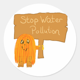 Sticker Rond pollution de l'eau orange