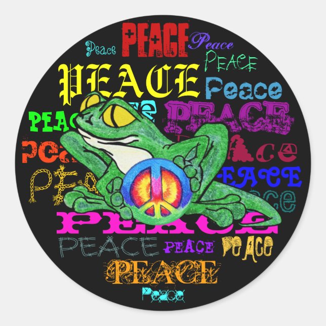 Sticker Rond Pollywog avec un signe de paix (Devant)