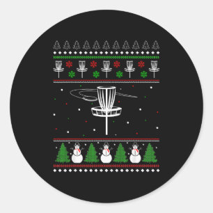 Sticker Rond Polo de Noël dégueulasse de Disc Golf pour hommes