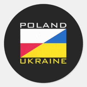 Sticker Rond Pologne Ukraine Drapeau Soutien Amitié Voisin