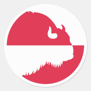 Sticker Rond Pologne Wisent Zubr Pologne drapeau national anima