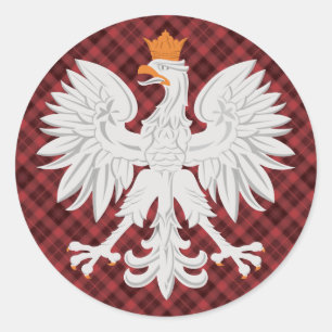 Sticker Rond Polonais Aigle rouge Plaid