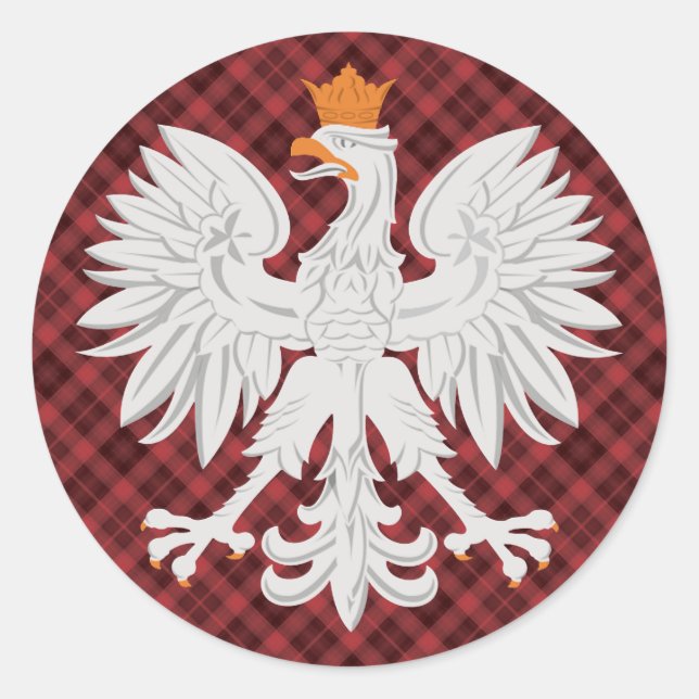 Sticker Rond Polonais Aigle rouge Plaid (Devant)