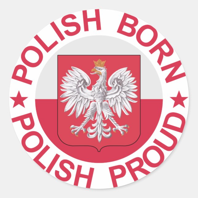 Sticker Rond Polonais de naissance Polonais fier (Devant)