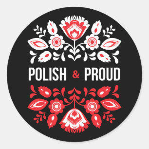 Sticker Rond Polonaise et Fleurs Fières Pologne Polska
