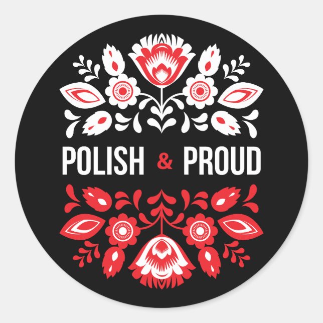 Sticker Rond Polonaise et Fleurs Fières Pologne Polska (Devant)