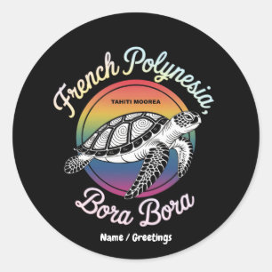 Sticker Rond Polynésie française Bora Bora Moorea Tahiti Turtle