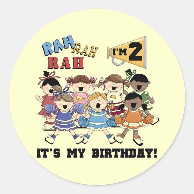 Sticker Rond Pom-pom girl 2e Anniversaire Tshirts et cadeaux (Devant)