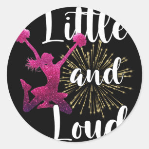 Sticker Rond Pom-Pom Girl Drôle Petite Et Fort Cheerleading Che