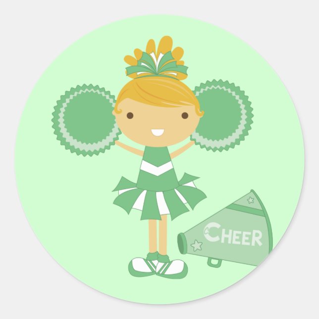 Sticker Rond Pom-pom girl en vert (Devant)