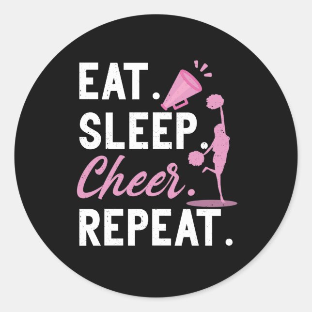 Sticker Rond Pom-pom girl Gymnastique Danse Manger Sleep Cheer  (Devant)